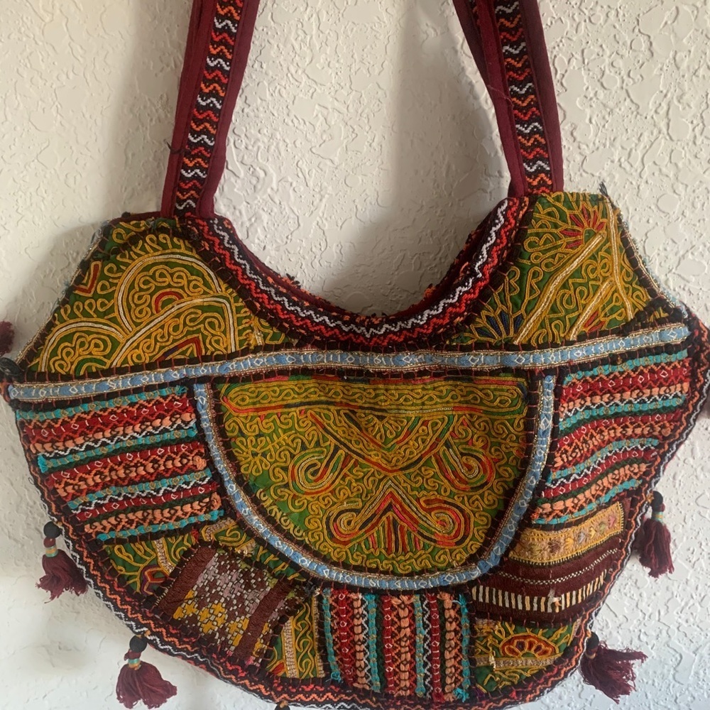 Embroidered Boho Indian Colorful Bag 20.4 Inch x 12.5 Inch Approx. - Picture 4 of 14